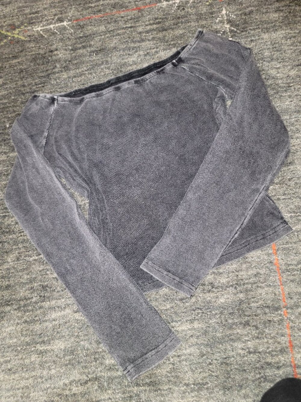 Cotton Off Shoulder Y2K Long Sleeve Top Gray Black